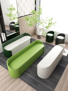 Leather Sofa Bench Modern Minimalist Style Wall Rectangular Hair Salon Long Bench Luxury Living Room Furniture