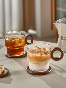 Baroquehouse | Elegant Retro Walnut Handle Glass Coffee Cup Set