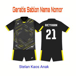 Stelan Jersey Bola Anak AnakPasang Sablon Nama Nomor Pakaian Olahraga Bola Futsal Voli Badminton