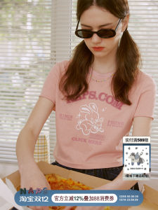 Sweet Style Short Sleeve T-Shirt Womens Summer Short Fit New Japanese College Style Small Size BM Style Shoulder Top for Nap