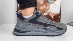 Enpor Sepatu Sneakers Pria Abu Casual Fashion Sport Sepatu Outdoor Santai Kekinian KSR708