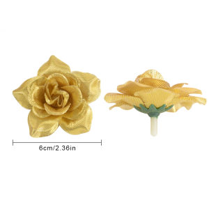20pcs Golden Silver Artificial Silk Rose Flower Heads DIY Foam Gloomy Bear Accessories Scrapbook Fake Flower Wedding Party Decor