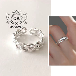 Nhẫn bạc 925 bện xoắn tầng hở nữ hình học S925 TWIST QA SILVER Ring RI250201
