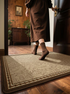 ผ้าพรมปูพื้นรูปต้นไม้และดอกไม้สไตล์ย้อนยุคแบบฝรั่งเศส MONA สำหรับปูพื้นหน้าประตู สำหรับห้องนั่งเล่น วัสดุขนแกะ พื้นผิวแบบป้องกันการลื่น