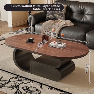 HSMJ | Chinese Style Walnut Colored Solid Wood Oval Coffee Table