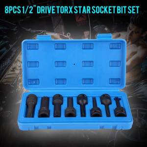 1/2 Inch Drive Impact Sockets Torx Bit SetStar Bit SocketsHeavy Duty Impact Grade Cr-Mo T30 to T80 ABS Blow Molded Storage