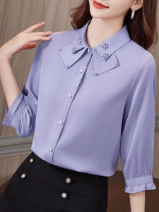 Mantilisa Work Clothing Loose Fit Snowflake Shirt for Women Spring Summer Plus Size Chic Commuting Tank Top Slimming Effect