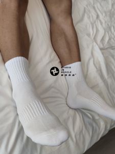 Muscle Store Relax Knee Socks Terry Athletic Socks Towel Bottom Four Seasons Pure Cotton Men Fitness Socks White Socks