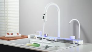 Stainless Kitchen Sink Large Single Sink heavy duty lababo kitchen sink complete set with Honeycomb Integrated Digital Waterfall Faucet Nano Multifunctional
