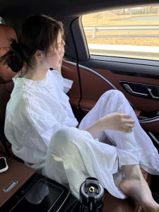 Casual Loose Fit Spring Summer New Style Thin Long Sleeve Commute Top Wide Leg Pants Versatile Loose Feeling Fashion Set