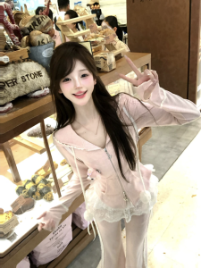 เสื้อคลุมกันหนาวมีฮู้ดและกางเกงขายาวทรงหลวมสไตล์ใหม่ฤดูใบไม้ร่วงสำหรับผู้หญิง ชุดสองชิ้น แฟชั่นสตรีท ลำลอง ลำลอง