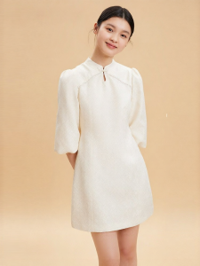 Vero Moda | Elegant Cheongsam Dress Lantern Sleeve Versatile