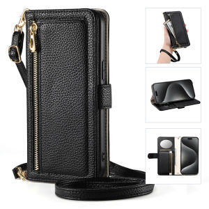 Card Case For Samsung S25 Ultra With diagonal strap lanyard Coin Purse Case Flip Leather Cover With Card Holder Cards Slot Case Mobile Phone Shell Casing Cases For Samsung Galaxy S25 Plus S24 Ultra S23 FE S25edge S23 Plus S24U S25U A15 Covers With Rope