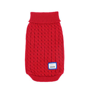 Knitted Warm Pet Clothes Red Winter Sweater zeze