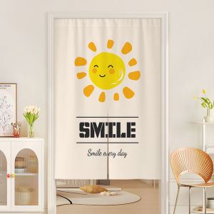 Cartoon Style Semi-Hung Door Curtain Privacy Partition for Bedroom Bathroom No Drilling Required Fabric Door Curtain