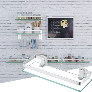 Glass Shelf Bathroom Items Bore Storage Shower Organiser Accessories Organizers Wall Shelves Hardware Fixture Home Improvement