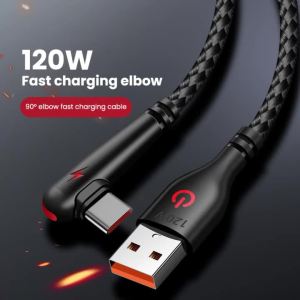 Cáp USB Type C 120W Đầu Cắm 90 Độ Sạc Nhanh Truyền Dữ Liệu Cho Samsung Xiaomi Huawei - Cáp Sạc & Truyền Dữ Liệu Tốc Độ Cao