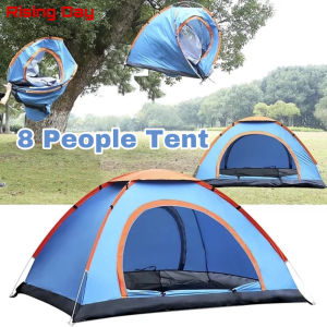Camping Tent Set 8/6/4/2 Person Outdoor Quick Opening Tent Waterproof Anti-Mosquito Camping Tent Random Color Large Space Stable