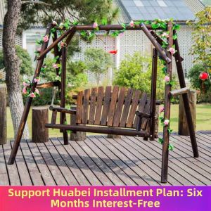 MEISITEKEKE | Waterproof Outdoor Wooden Swing Dual Seat