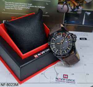Jam Tangan Pria Original Naviforce NF-8023 Kulit Fashion Cowok Branded Mewah Elegan
