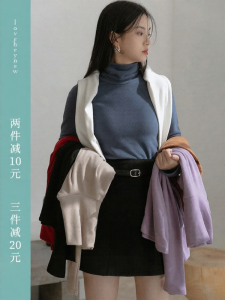 loveheynew | Áo Nữ Mùa Thu Đông Kiểu Dáng Thời Trang Có Cổ Semi-high