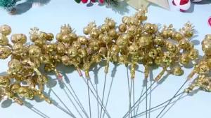 10/20Pcs Christmas Decoration Glitter Berries Artificial Flower Bouquet Christmas Tree Ornaments for Home New Year 2026 Decor