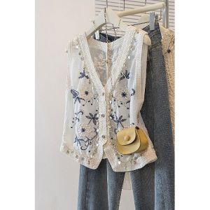 AIYITI | Shimmering Embroidery Sleeveless Cover Up Top For Plus Size Women
