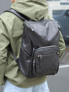 WANYE | Mens Leather Backpack Large Capacity Computer Bag