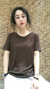 New Summer Arrival: K-Style Pure Color Round Neck Pullover Mask T-Shirt