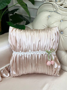 Luxury French Style Ice Silk Triangle Pillow Core Can Be Removed And Washed round Window Cushion Two-Piece Set Princess Style