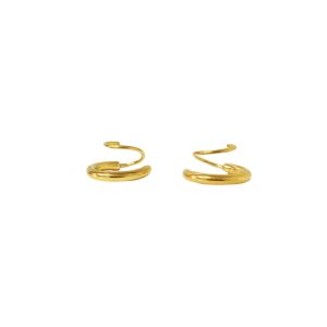 Basic Spiral Earrings Twisted Hoop 1 Pair • Waterproof Non Tarnish Hypoallergenic 18K Gold Plated 316L Stainless Titanium Steel Minimalist Earring For Women Men ER336