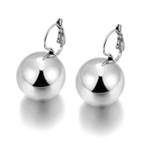 Lokaer 316L Stainless Steel Polishing Surface Ball Huggie Hoop Earrings Gold Color Fashion Party Jewelry For Women Bijoux E24126