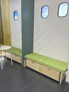 Commercial Hotel Lobby Sofa Seat Storage Box Dessert Shop Furniture Real Wood Hall Waiting Room Bench Customizable