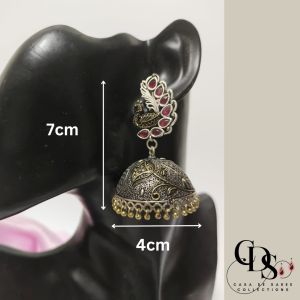 WOMENS SILVER & GOLD (DUAL TONE) JHUMKA DROP EARRING FOR WOMEN WITH PEACOCK DESIGN