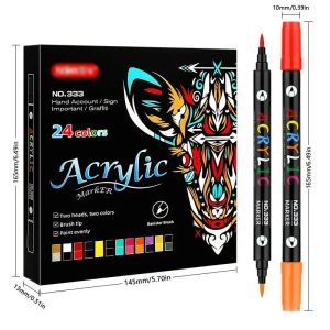 OLOEY | Bộ Bút Dạ Quang Acrylic Chuyên Nghiệp 48 Màu Đầu Kép Ngòi Nhỏ Và Cọ Vẽ - Dụng Cụ Dành Cho Họa Sĩ Và Người Làm Thủ Công