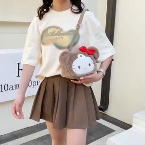 Túi Kitty Đính Nơ Mũ Gấu Nâu đeo chéo phong cách Lolita dễ thương cho bạn nữ