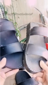 Dép da cao cấp đế cao su đúc nguyên khối may viềng xung quanh đế chắc chắn -MSPTA36 XÁM