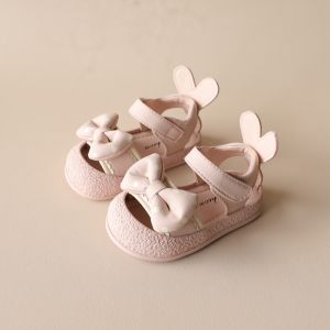 Butterfly Knot Baby Girl Sandals Anti-Kick Wear-Resistant Toddler Walking Shoes Summer Beach Shoes Non-Slip Low Cut Slip-On