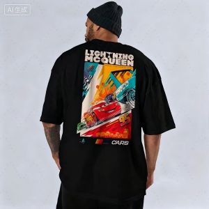Lightning Mcqueen Cars No.95 Graphic Print Mens T-Shirt Summer And Autumn Vintage Cotton Tees Casual Streetwear Couples Tops