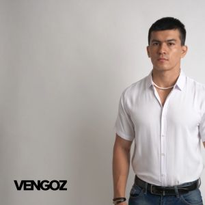 VENGOZ Kemeja Pria Slim Fit - Viscose Ultra White SS