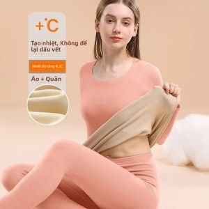 Bộ Đồ Lót Giữ Nhiệt Cho Nam Và Nữ Với Áo Thu Đông Và Quần Dài Lớp Lông Cừu Dày Dặn Áo Và Quần Dài Mùa Đông Lớp Đế Ấm Áp Bộ Đồ Ngủ