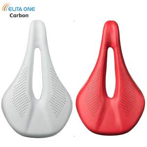 Elitaone Ultralight Carbon Bicycle Saddle 240x143mm/155mm Road MTB Bike Seat in Red White Black Colors - 120g