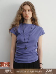 Deconstructed Ruched Slim Fit Cotton T-shirt Women Summer