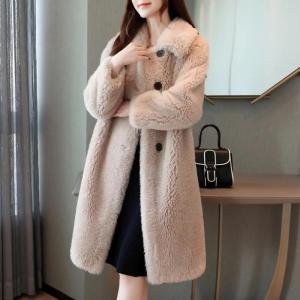 Winter New Faux Fur Coat Womens Fur Integrated Particles Lamb Wool Long Loose Fur Chenille Coat