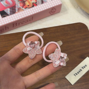 Pink Rabbit Ear Hair Clips Girls Baby Versatile Hair Ties Princess Style Childrens Accessories Star Beach Hair Bands