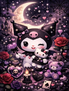 Bandai | Tranh Sơn Dầu Theo Số Sanrio Kuromi Tranh Trang Trí Tường Hiện Đại Cho Phòng Khách Phòng Ngủ Không Cần Khung Món Quà Hoàn Hảo