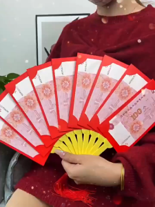 Red Pocket Chinese New Year Red Envelope Fan shaped Red Pocket Angpao Lucky Card Money Gift Bag