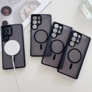 For Samsung Galaxy S24/S24 Ultra/S24 Plus/S24 FE/S24+/S24fe/S24U Magnetic Case Matte Black Phone Cover Wireless Charging