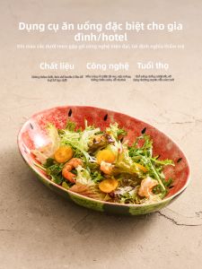 YOGEHOME | Dĩa Sứ Họa Tiết Dưa Hấu Bằng Tay