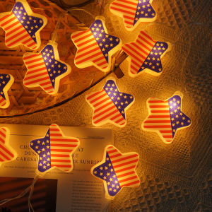 USA Flag Patriotic LED String Lights - RedWhite & Blue 4th of July DecorationsOutdoor Starry Lights for Independence Day Party